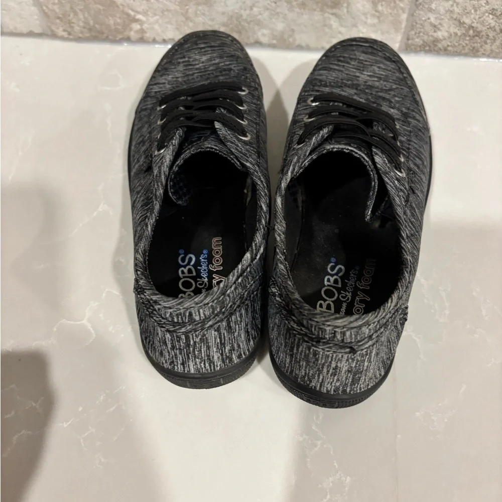 Skechers BOBS Memory Foam Sneakers – Black/Gray Knit – Women’s 6.5 - Picture 8 of 11